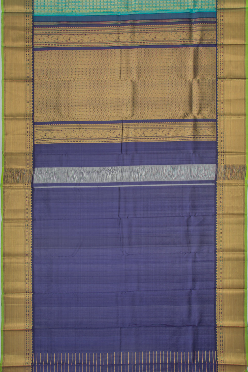 Kanchipuram Kora Organza Checks And Butta Sky Blue Saree