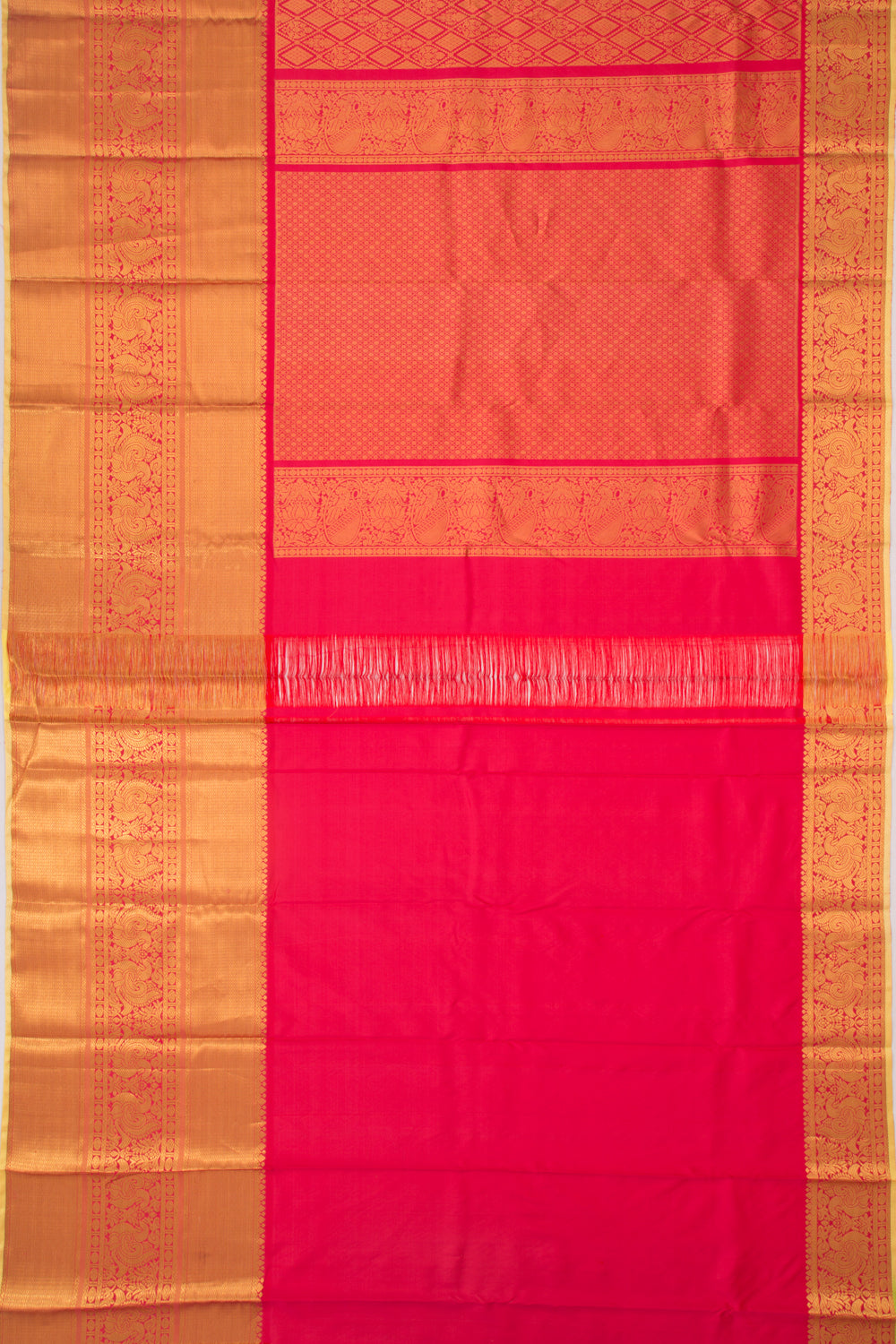 Taranga Kanchi Silk Brocade Redish Pink Saree