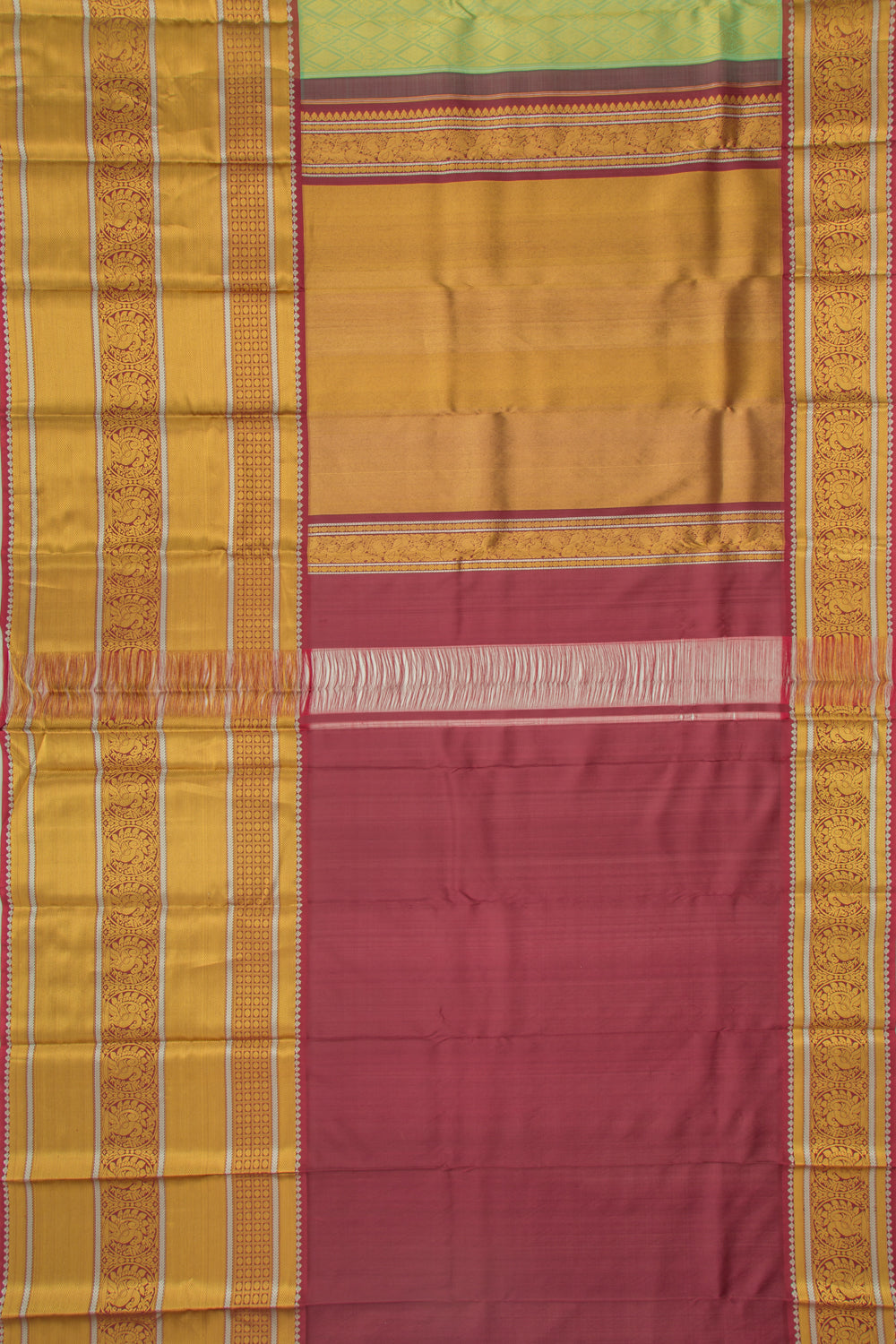Kanchipuram Kora Organza Brocade Green Saree