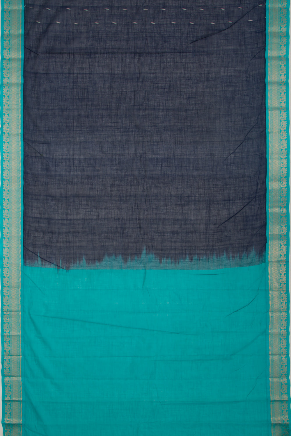 Gadwal Cotton Butta Dark Blue Saree