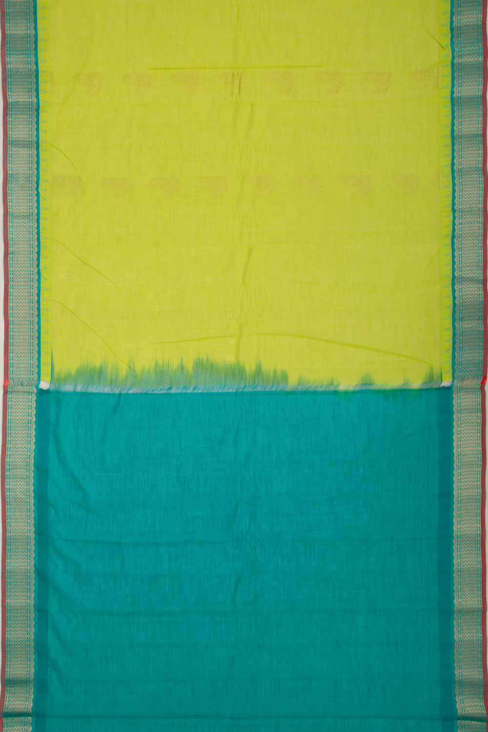 Gadwal Cotton Butta Green Saree