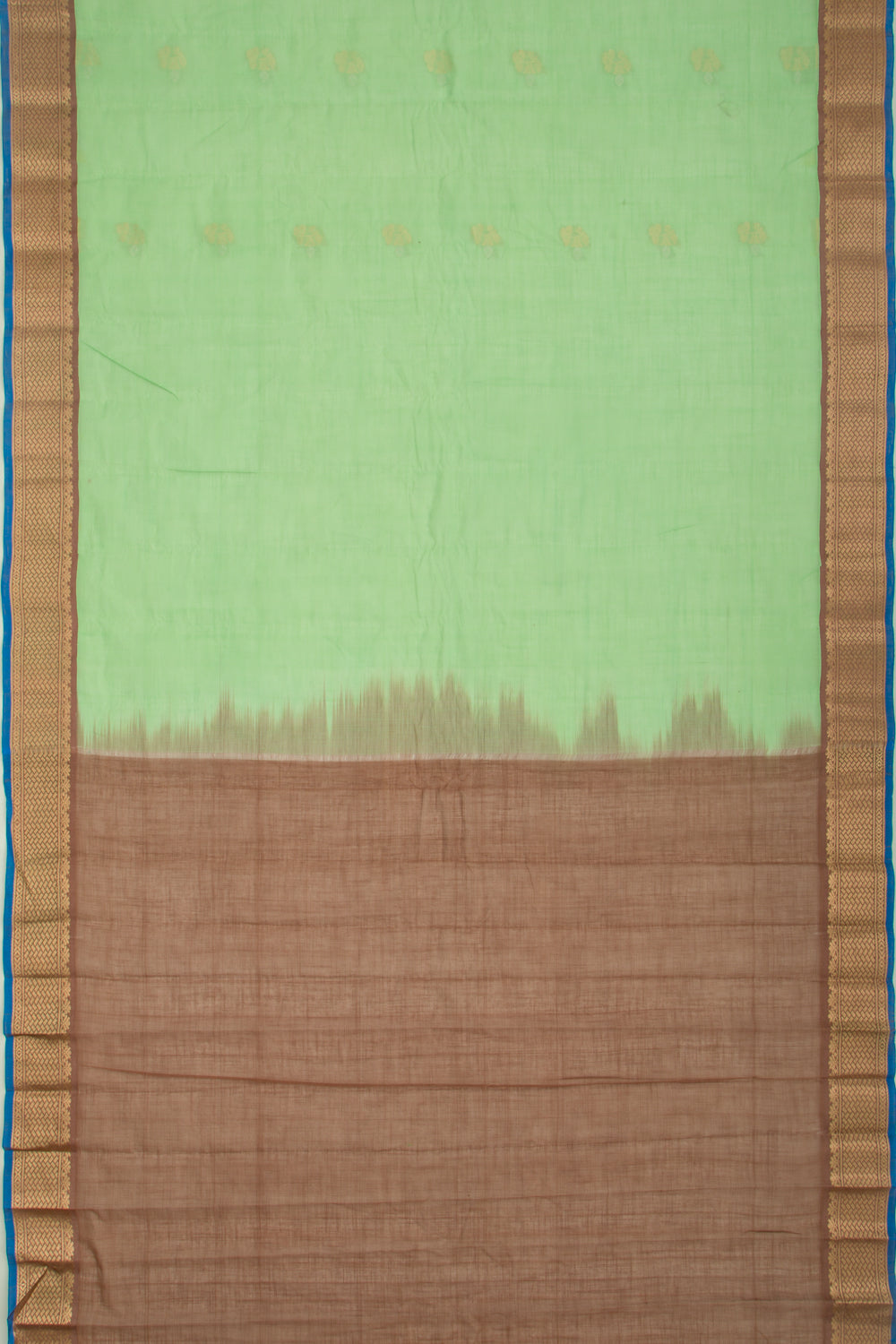 Gadwal Cotton Butta Pastel Green Saree