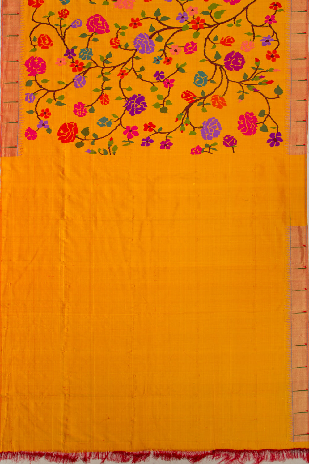 Paithani Silk All Over Musatrd Yellow Saree With Muniya Border
