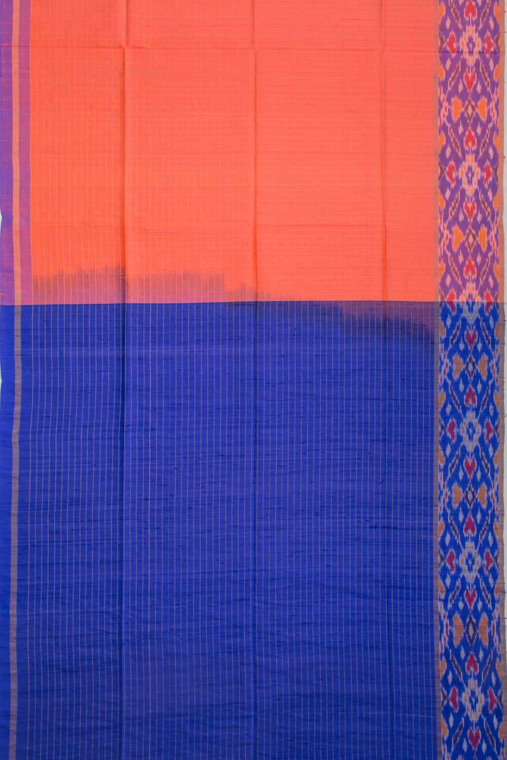 Tussar Checks Peach Saree