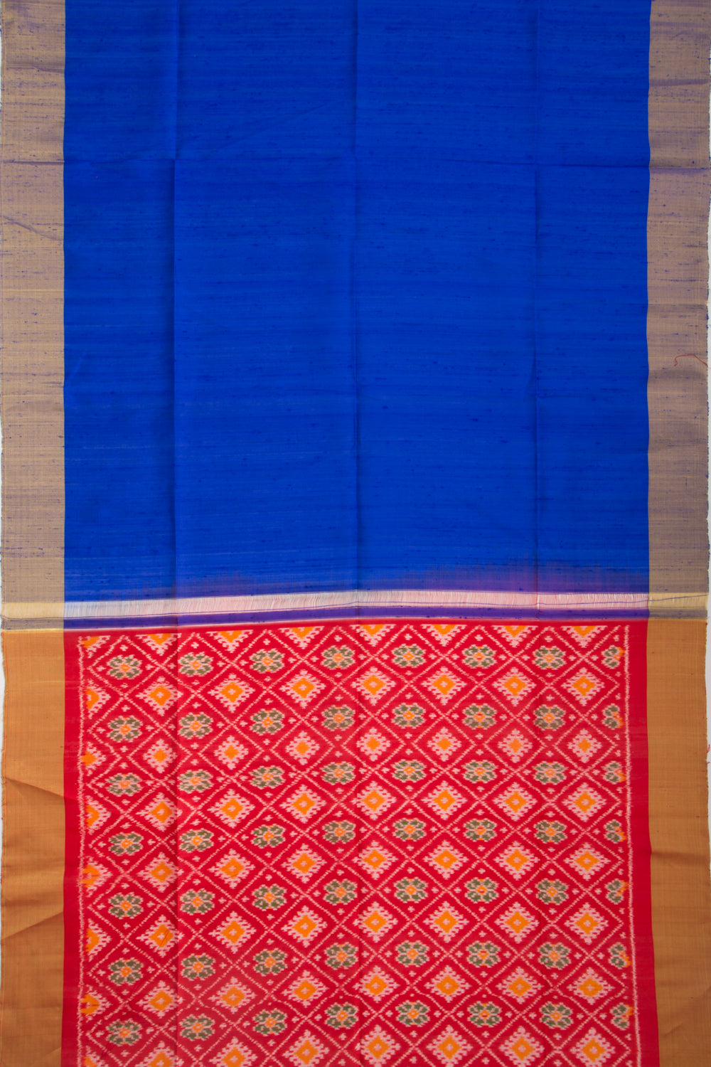 Tussar Plain Royal Blue Saree