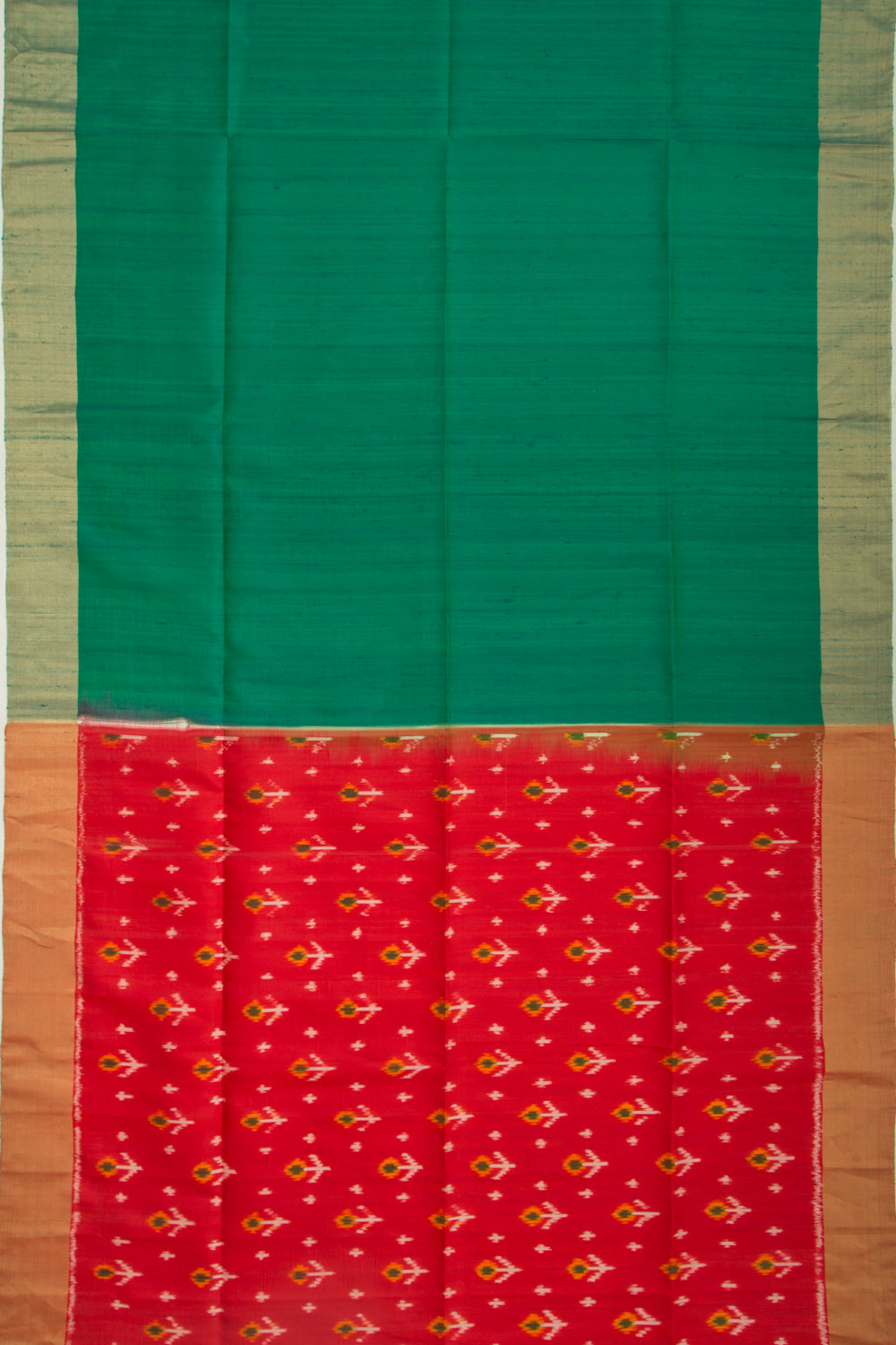 Tussar Plain Dark Green Saree