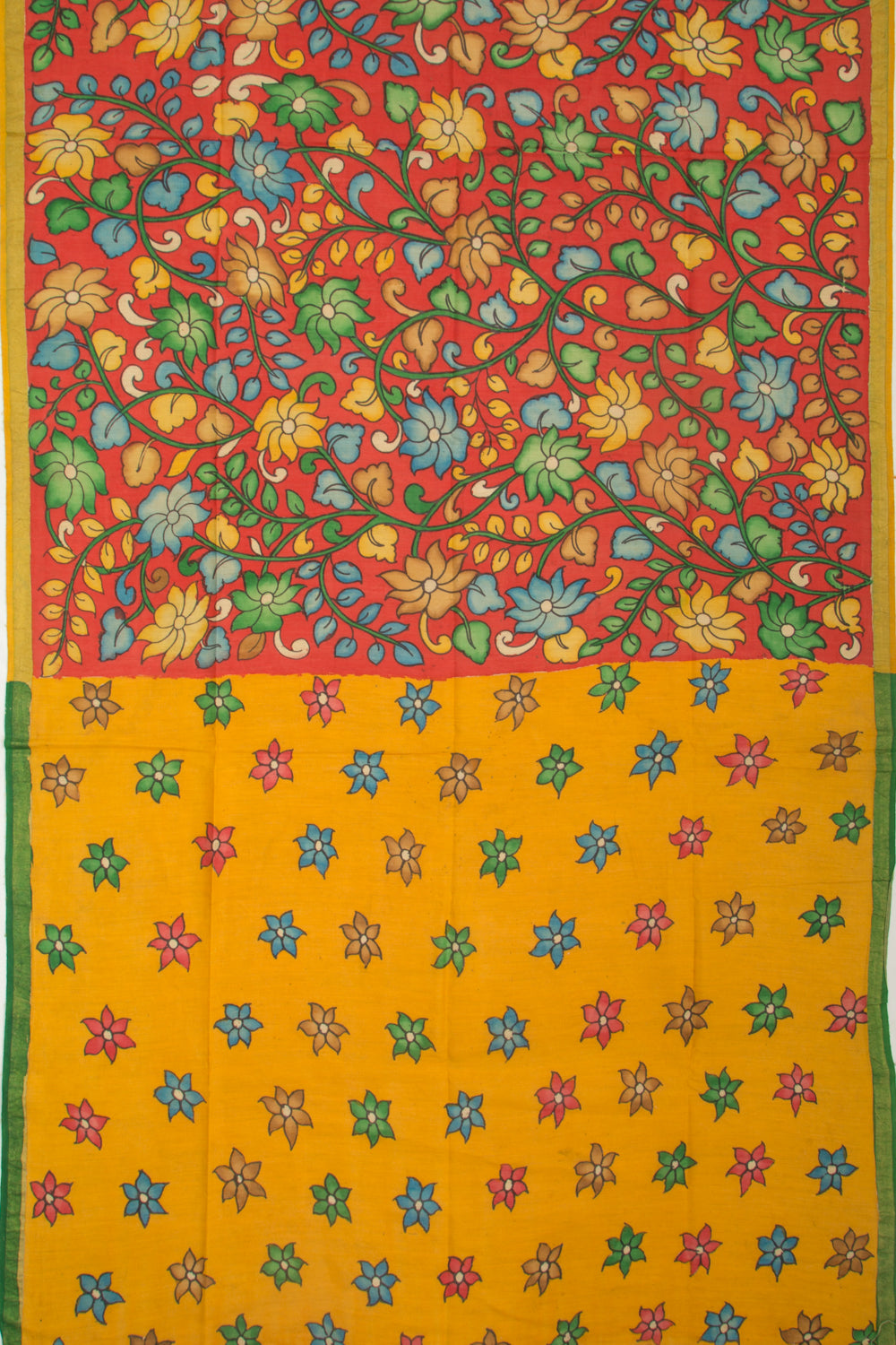 Tussar Kalamkari Red Saree