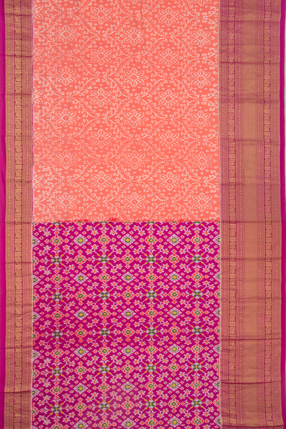 Kanchipuram Silk Ikat Pastel Orange Saree