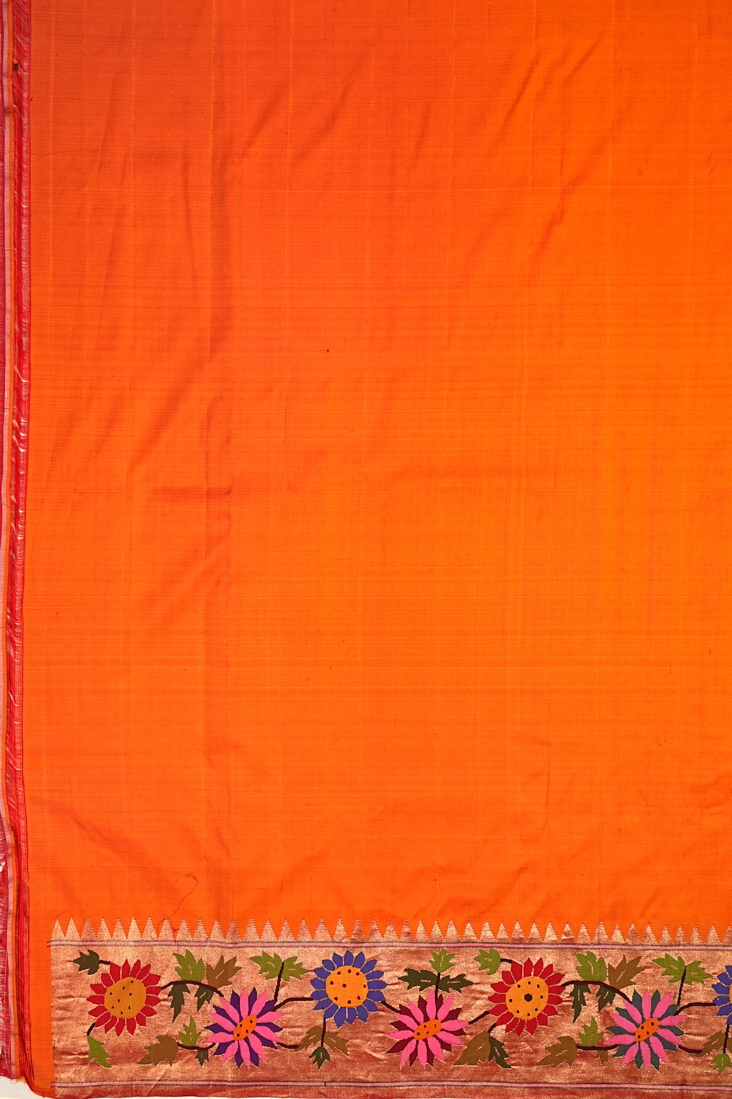 Paithani Silk Butta Orange Saree