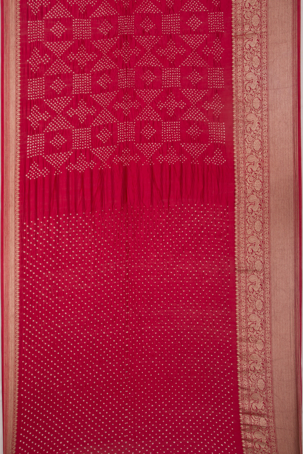 Banarasi Silk Bandhani Red Saree