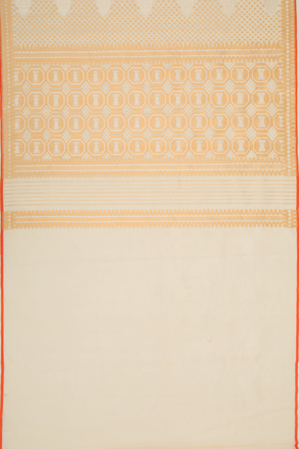 Banarasi Kora Organza Brocade Cream Saree