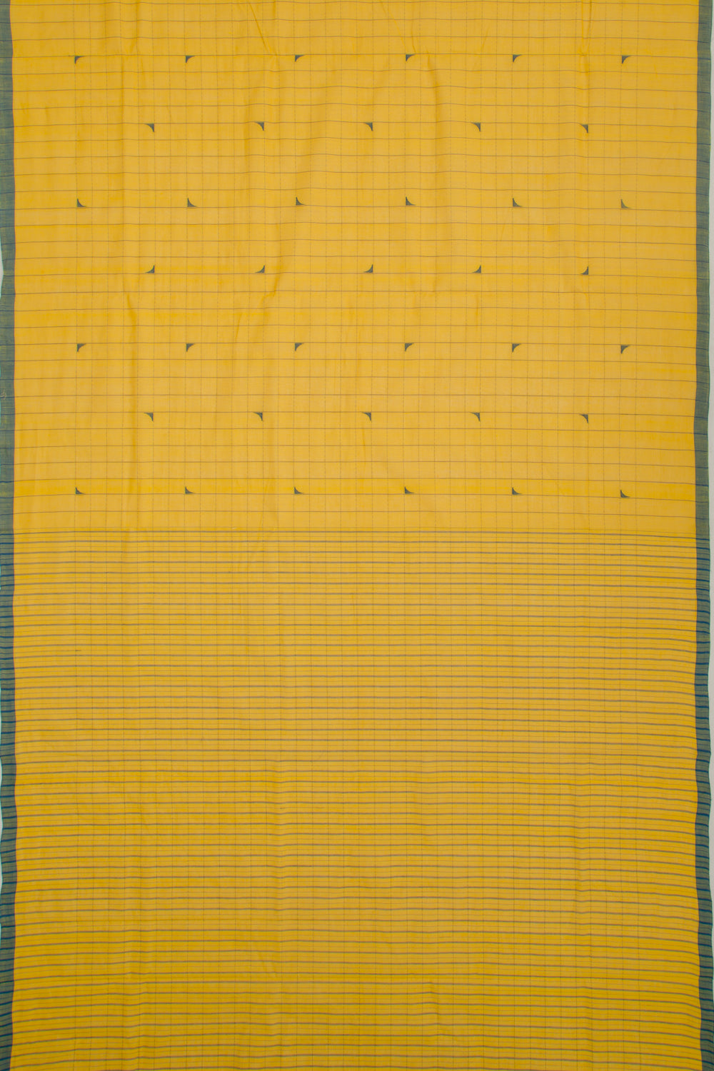 Ponduru Handspun Cotton Checks Yellow Saree