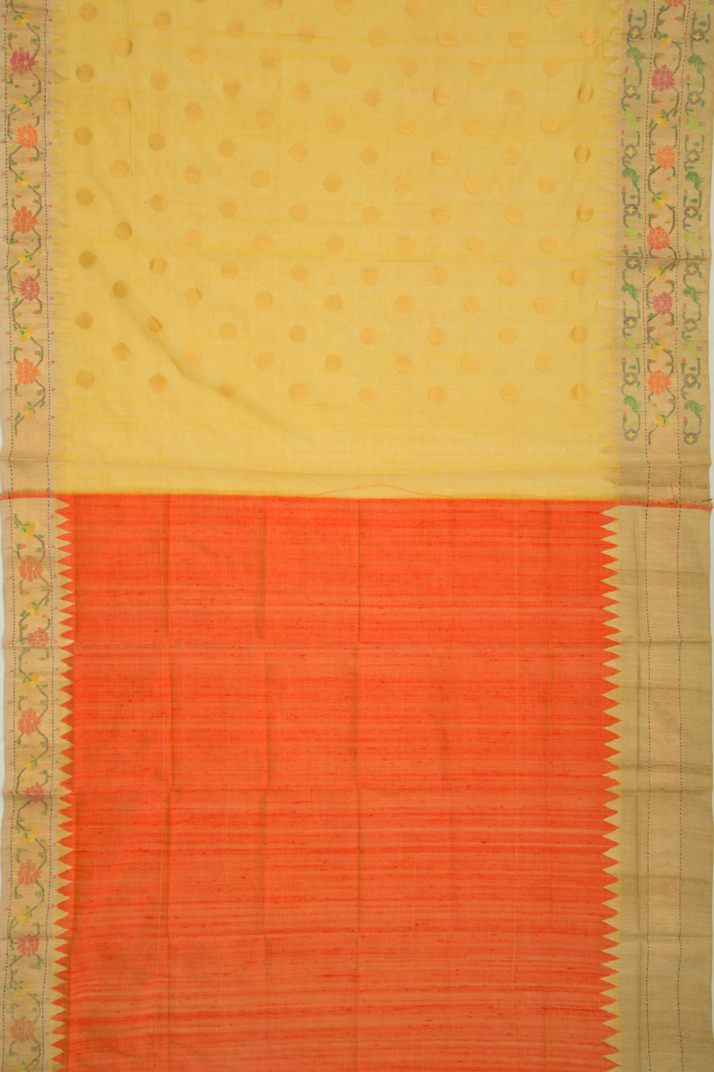 Ponduru Handspun Cotton Butta Yellow Saree