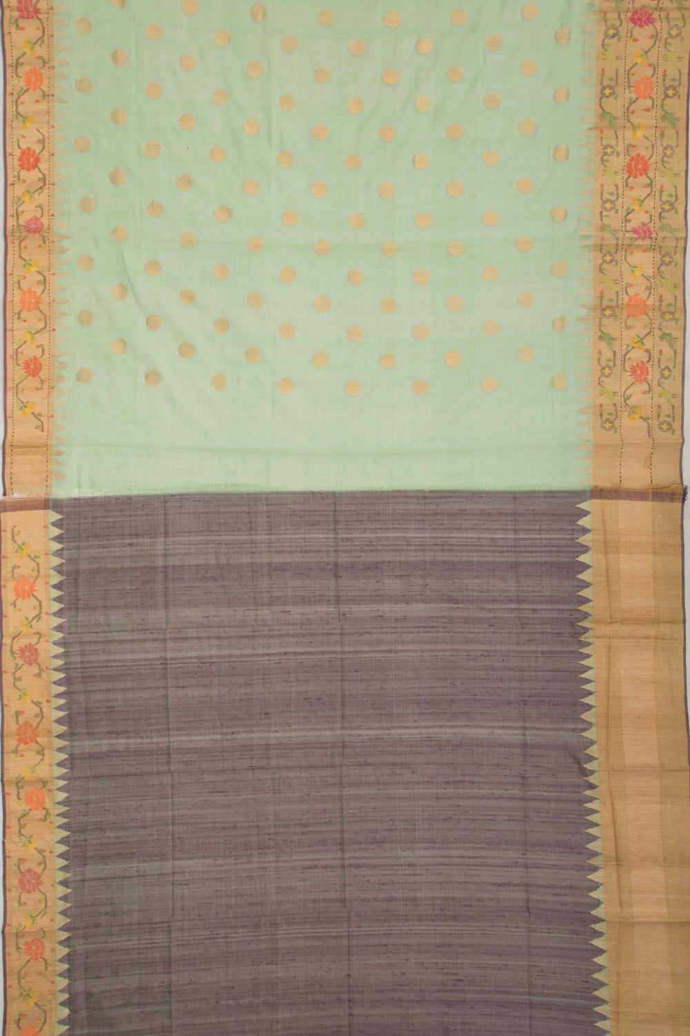 Ponduru Handspun Cotton Butta Green Saree
