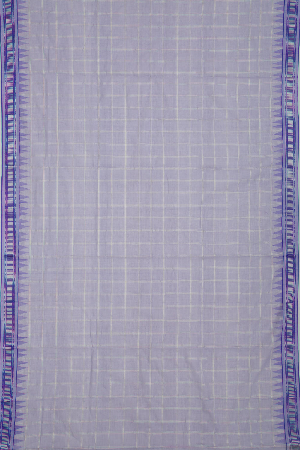 Ponduru Handspun Cotton Checks Pastel Blue Saree