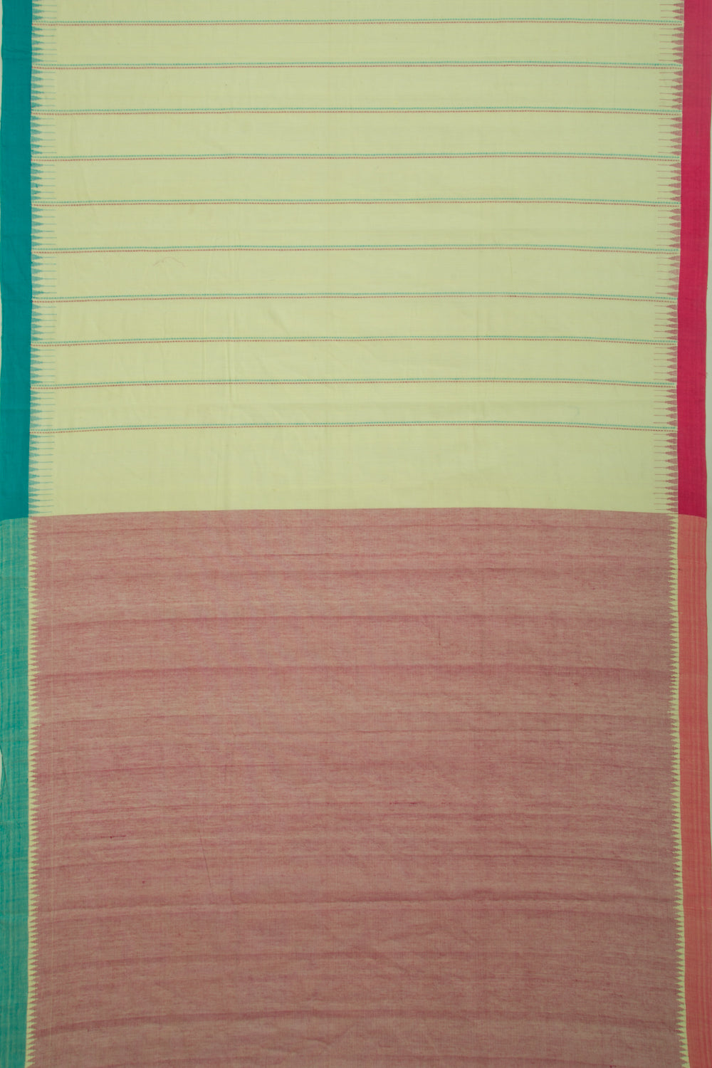 Ponduru Handspun Cotton Vertical Lines Pastel Green Saree