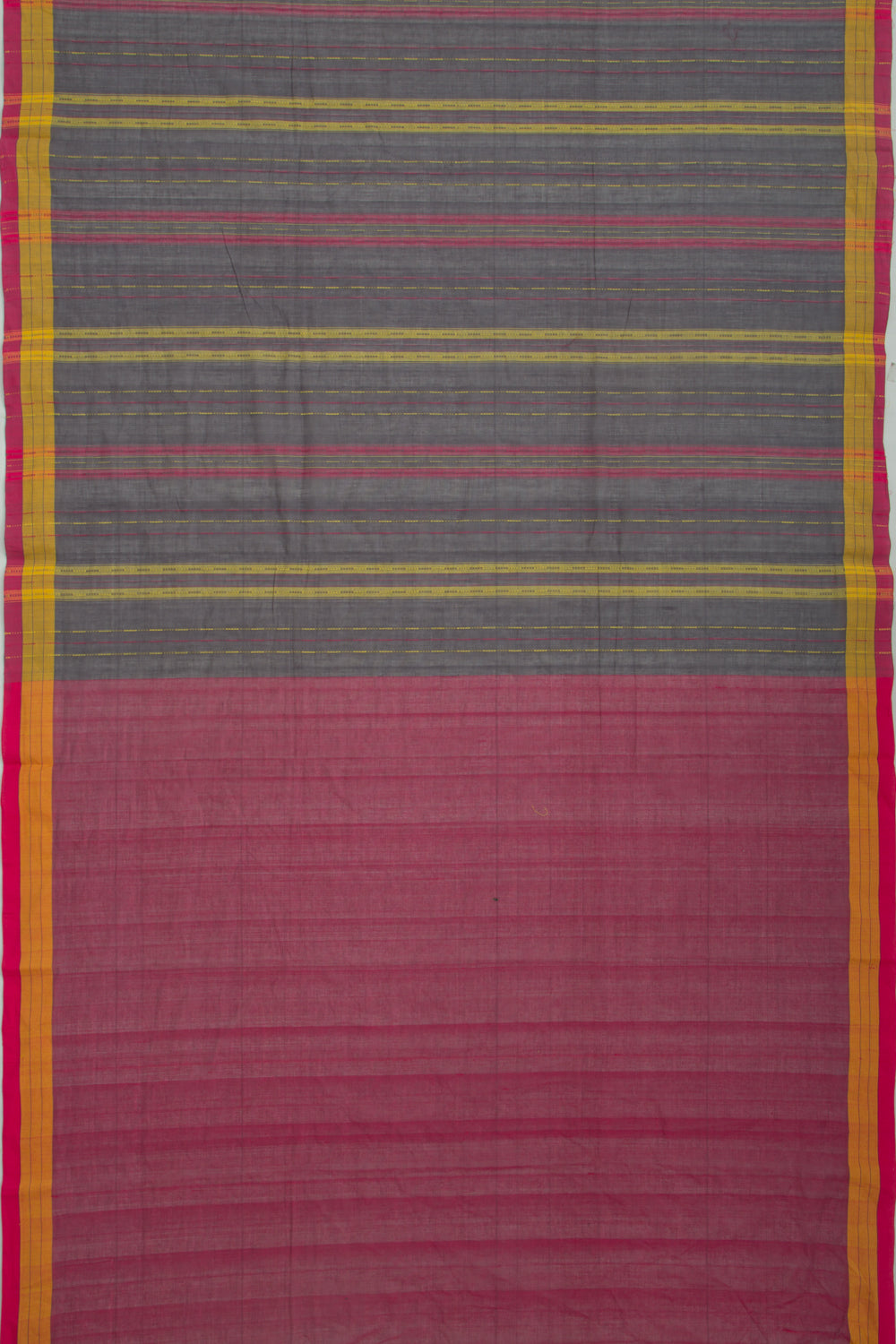 Ponduru Handspun Cotton Vertical Lines Elephant Grey Saree