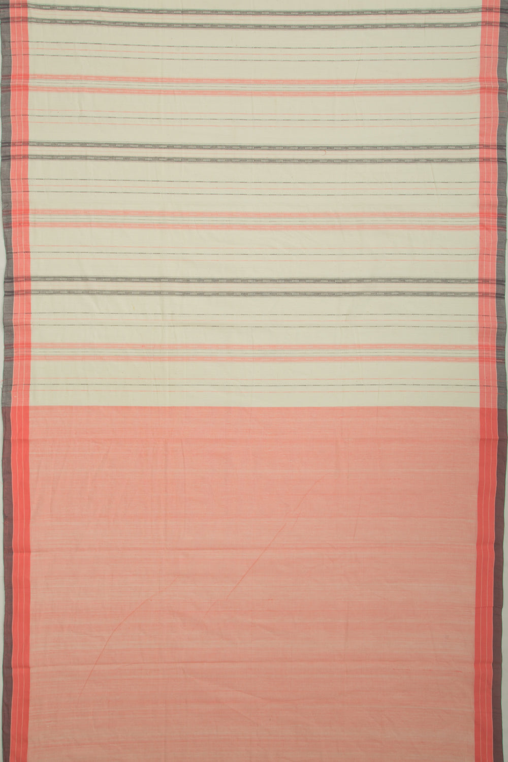 Ponduru Handspun Cotton Vertical Lines Cream Saree