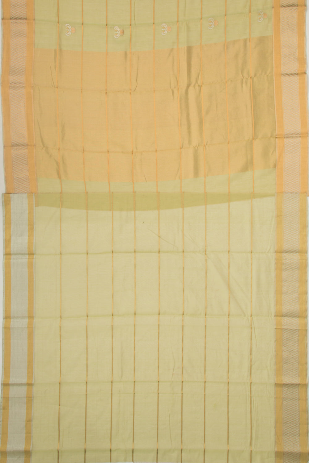 Pure Chanderi Silk Tissue Lines And Butta Green Saree