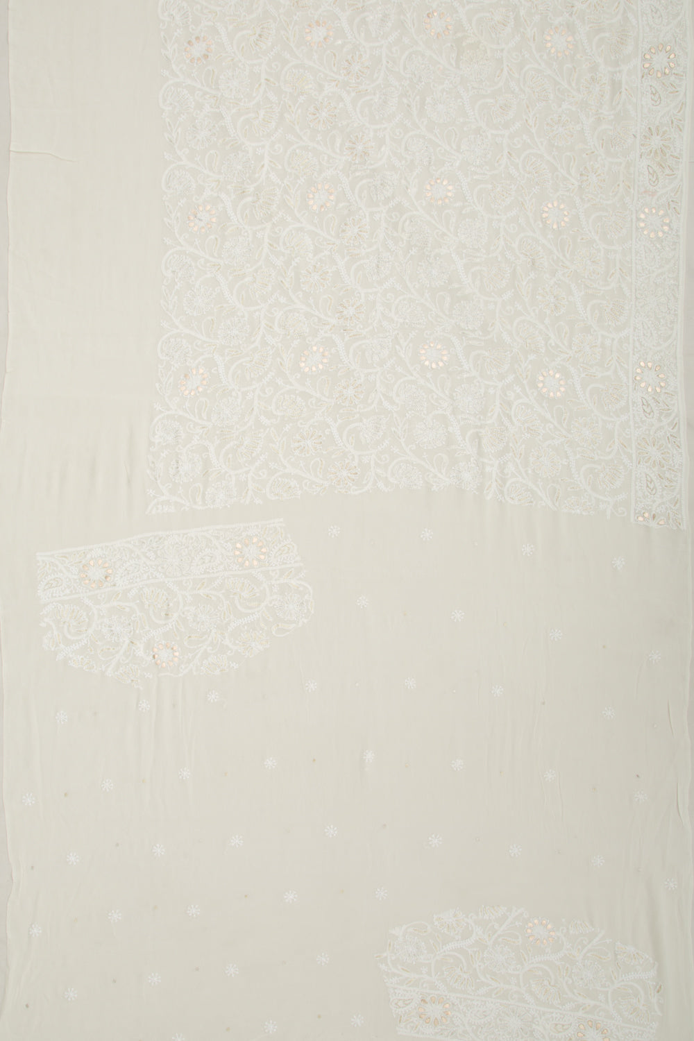 Lucknow Chikankari Georgette White Saree