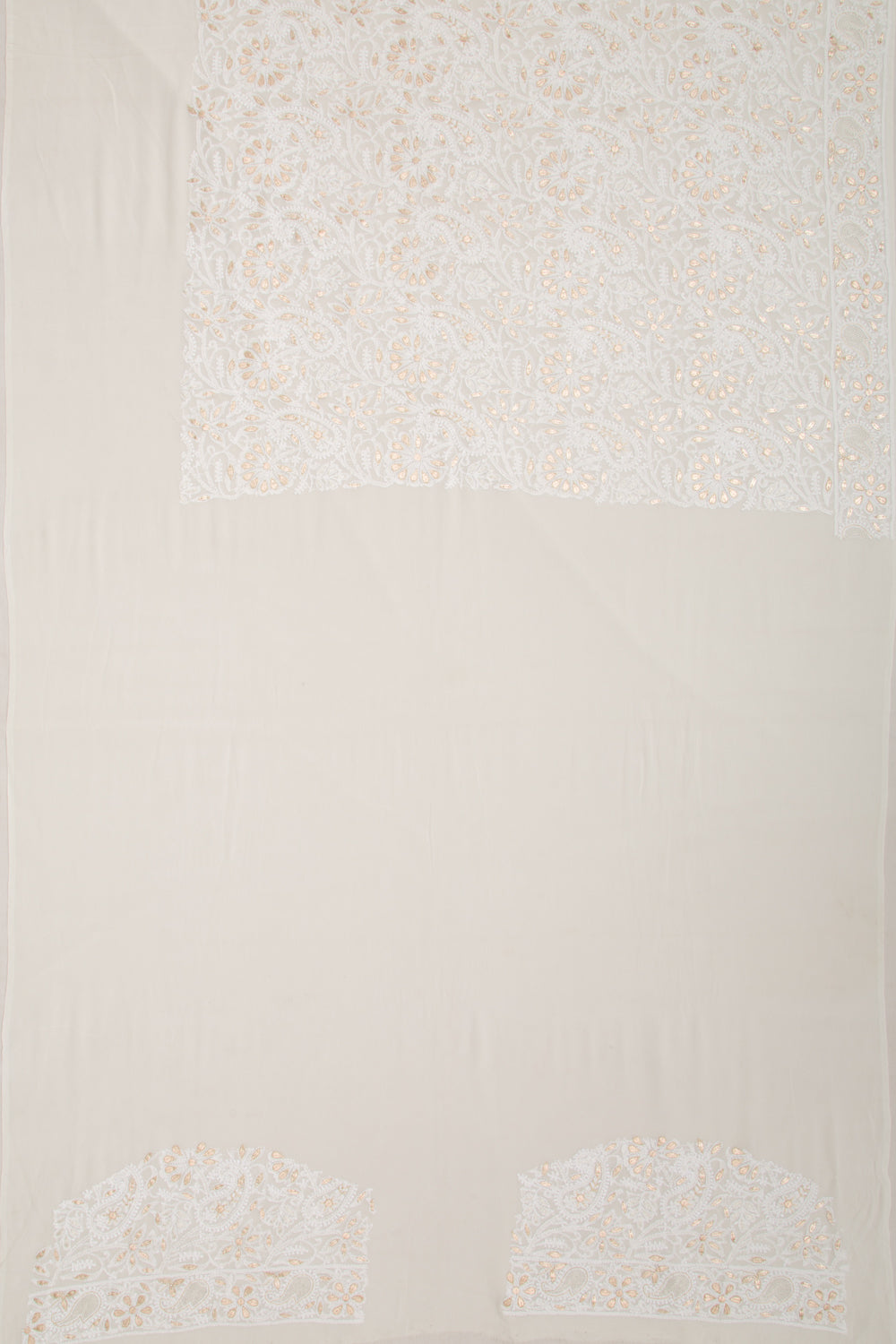Lucknow Chikankari Georgette White Saree