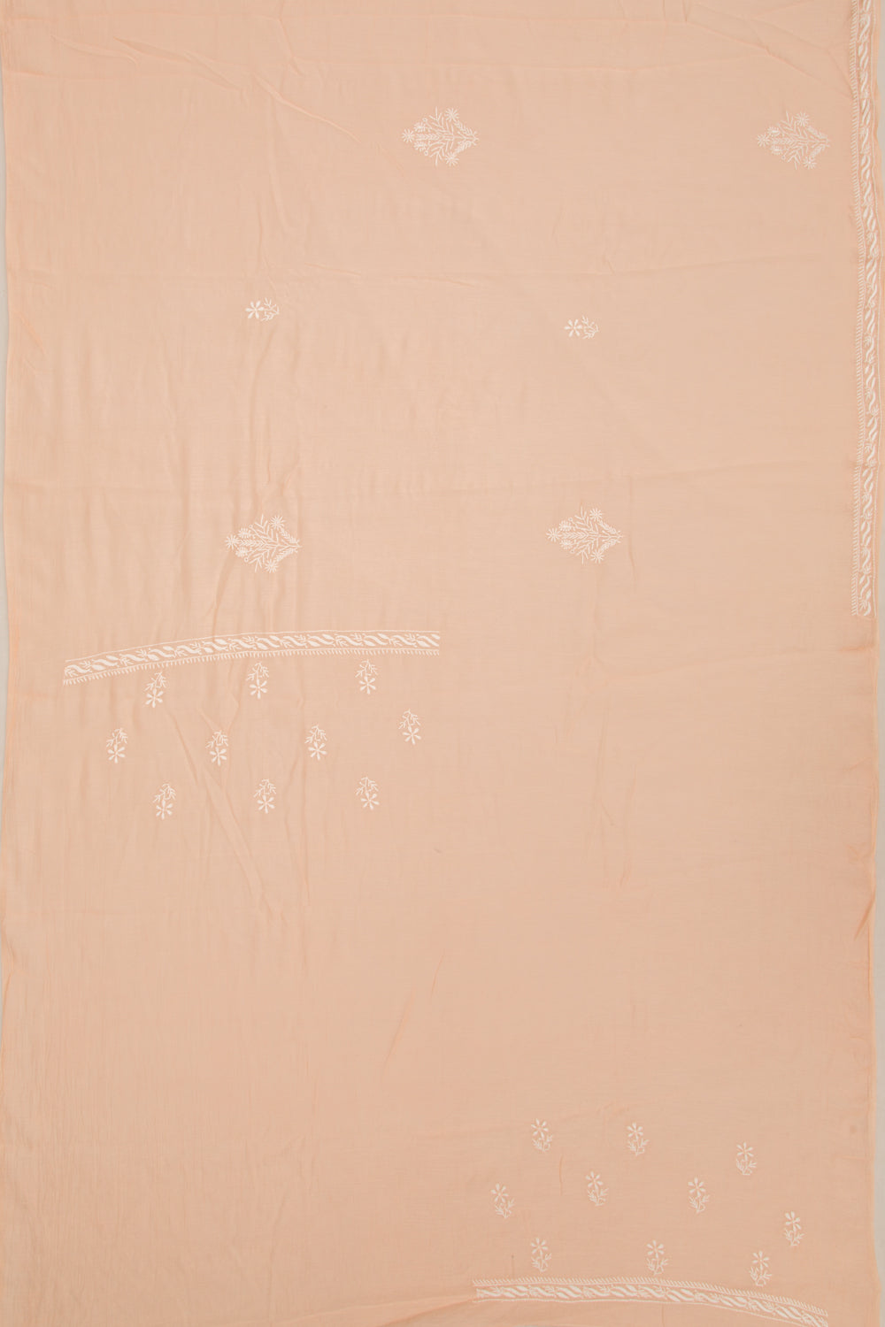 Lucknow Chikankari Cotton Pastel Orange Saree