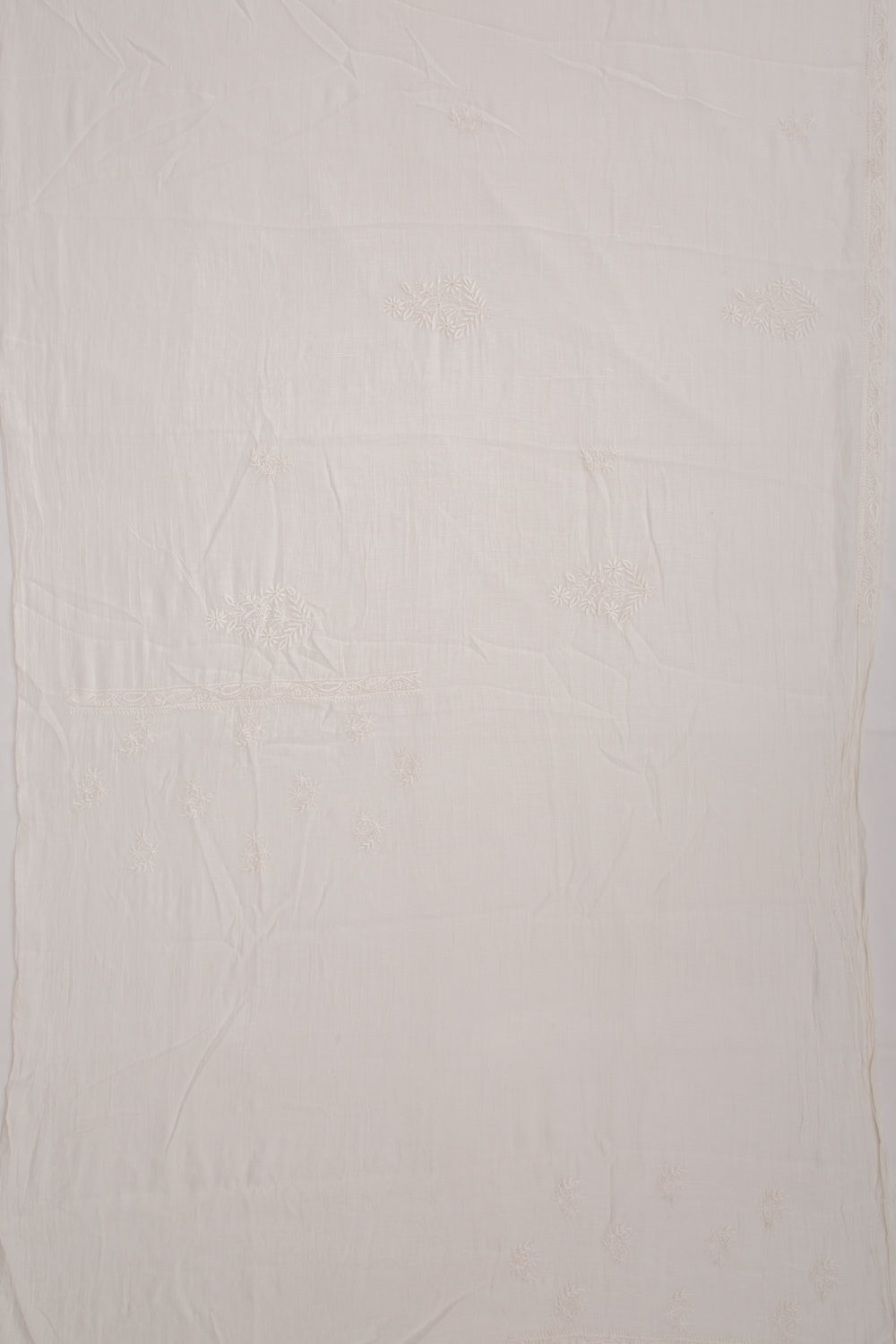 Lucknow Chikankari Cotton White Saree