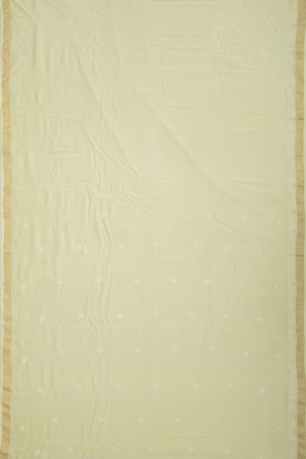 Lucknow Chikankari Cotton Pastel Yellow Saree