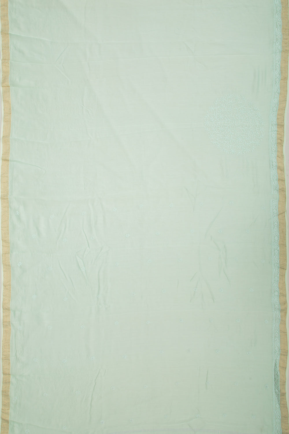 Lucknow Chikankari Cotton Pastel Blue Saree