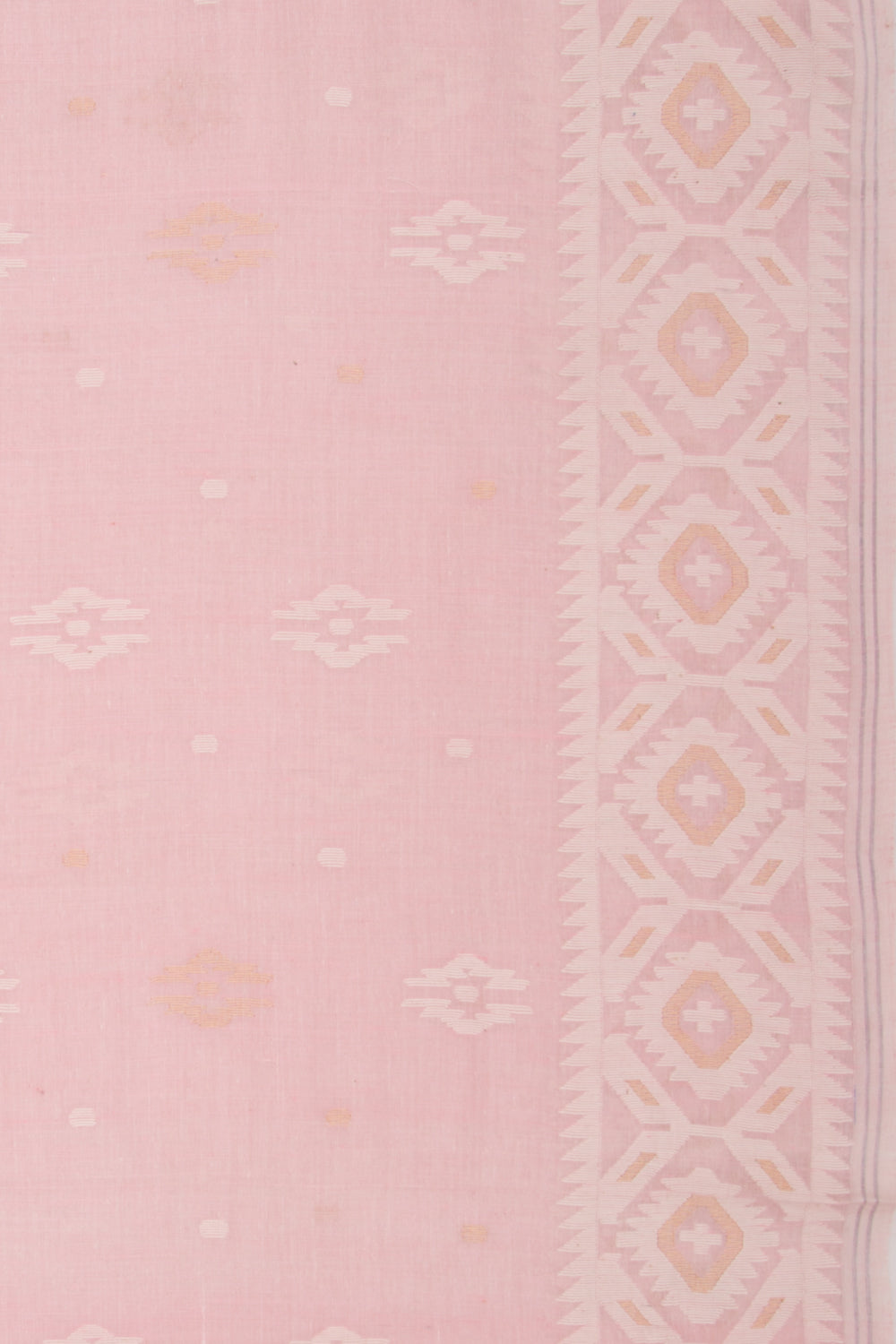 Dhakai Muslin Cotton Jamdani Butta Baby Pink Saree