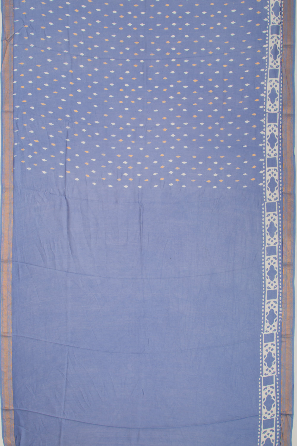 Chanderi Silk Batik Printed Pastel Blue Saree