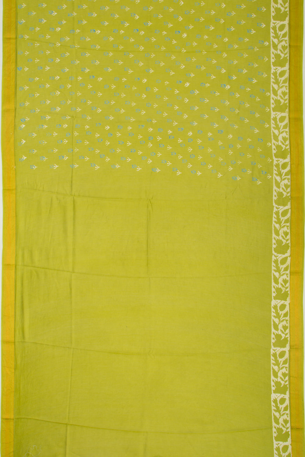 Chanderi Silk Batik Printed Green Saree