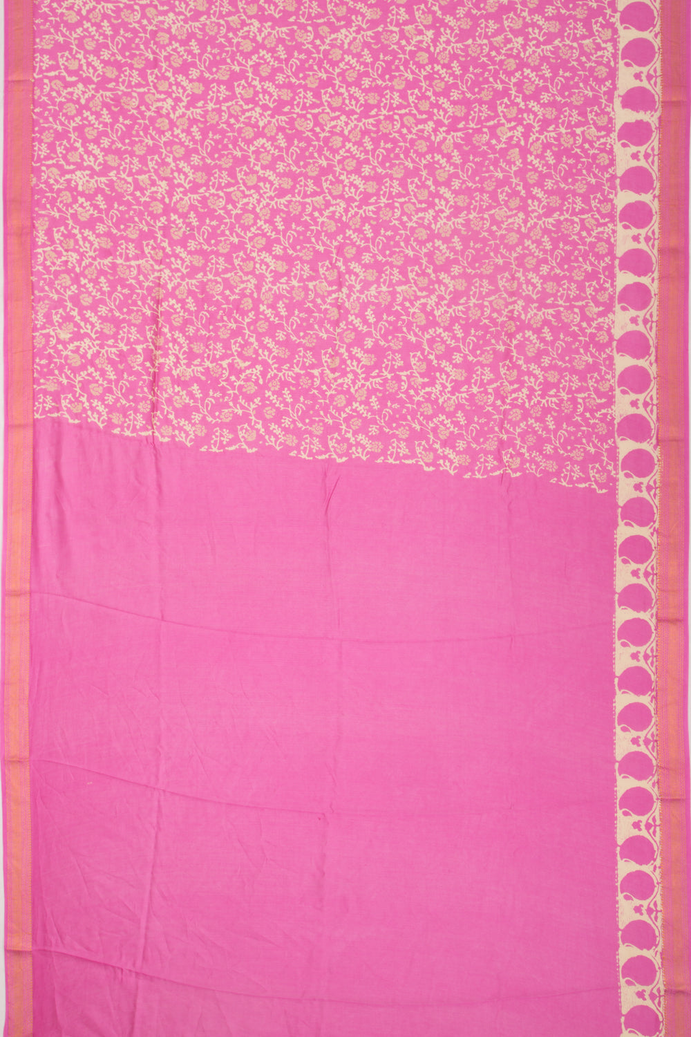Chanderi Silk Batik Printed Pink Saree