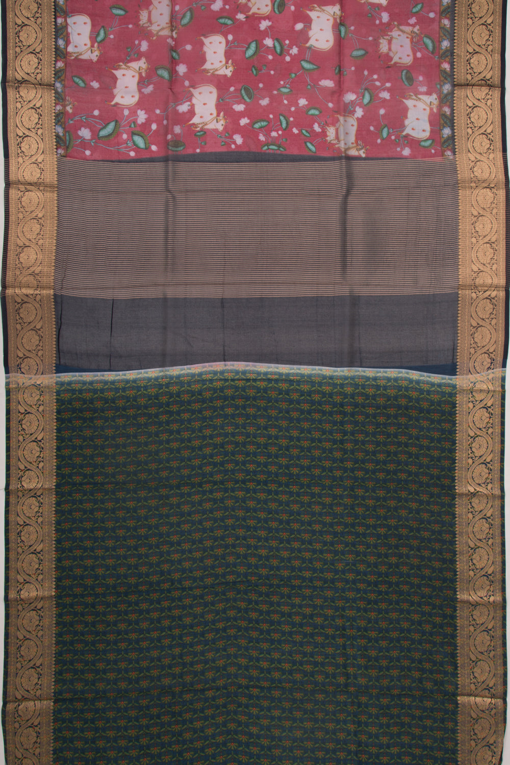 Organza Pichwai Printed Red Saree