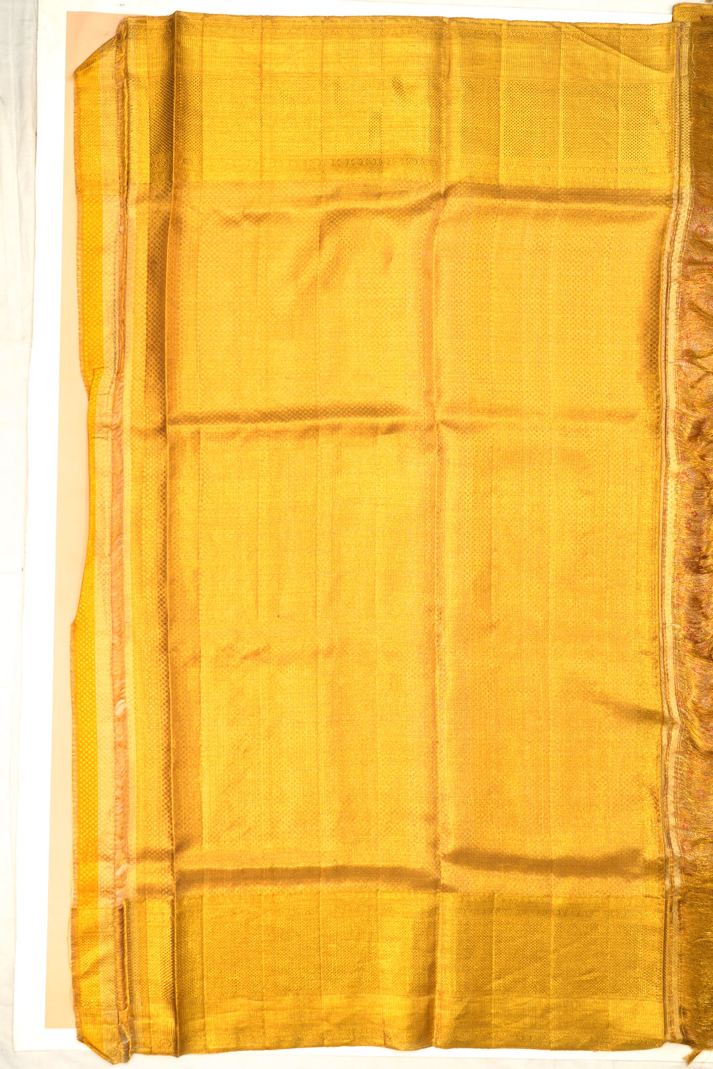 Kanchipuram Silk Tissue Brocade Gold Saree