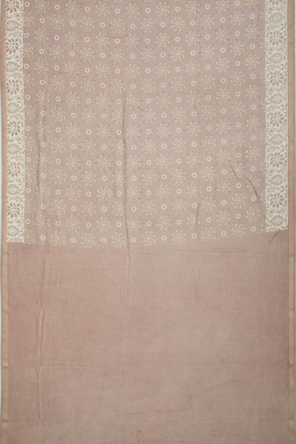 Chanderi Silk Printed Brown Saree