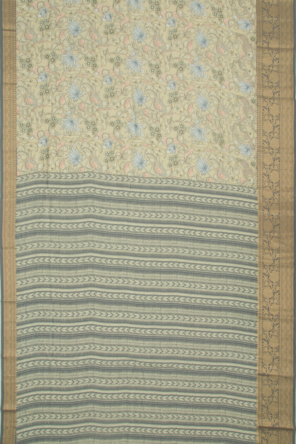 Chanderi Silk Printed Yellow Saree