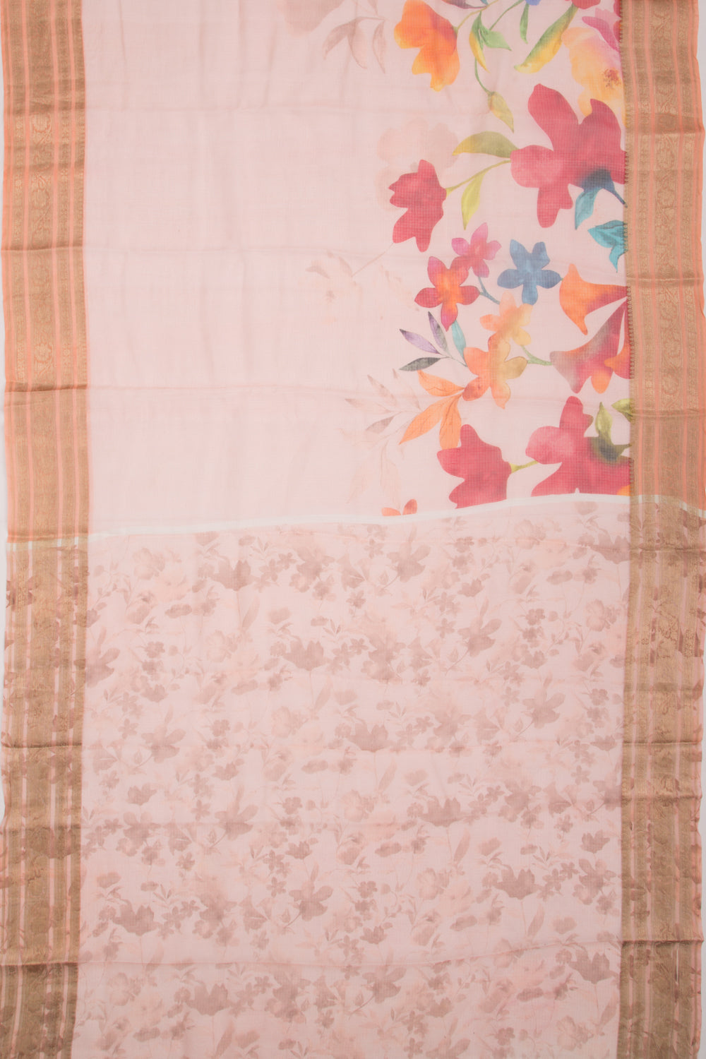 Kota Soft Silk Floral Printed Baby Pink Saree