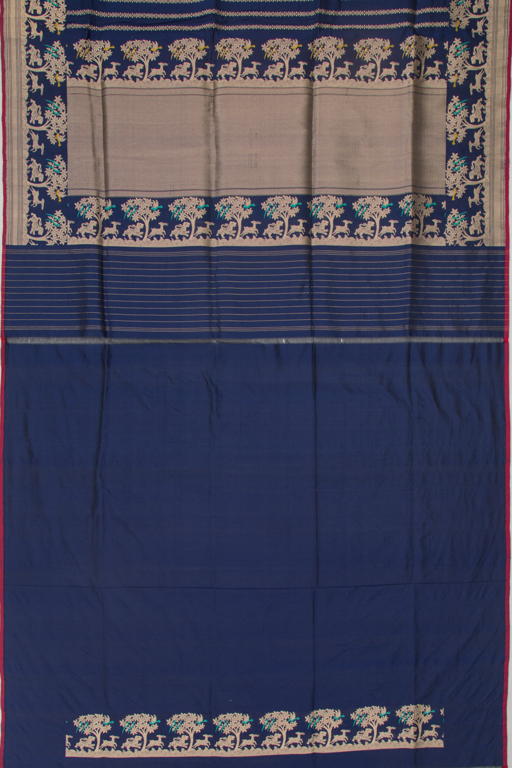 Banarasi Silk Vertical Lines Blue Saree
