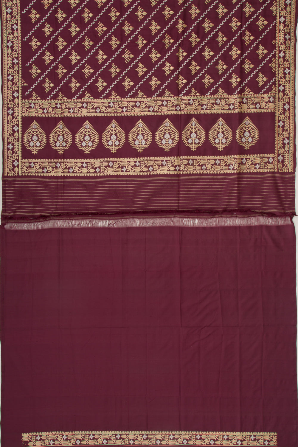 Banarasi Silk Lines And Butta Brown Saree