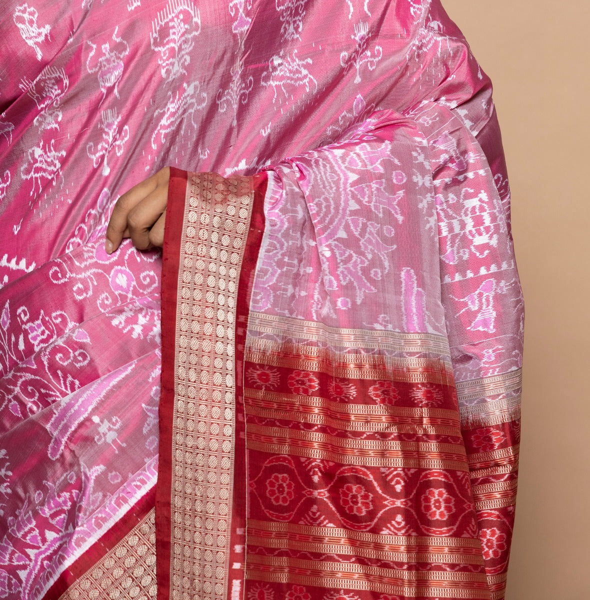 Sambalpuri Silk Ikat Pink Saree