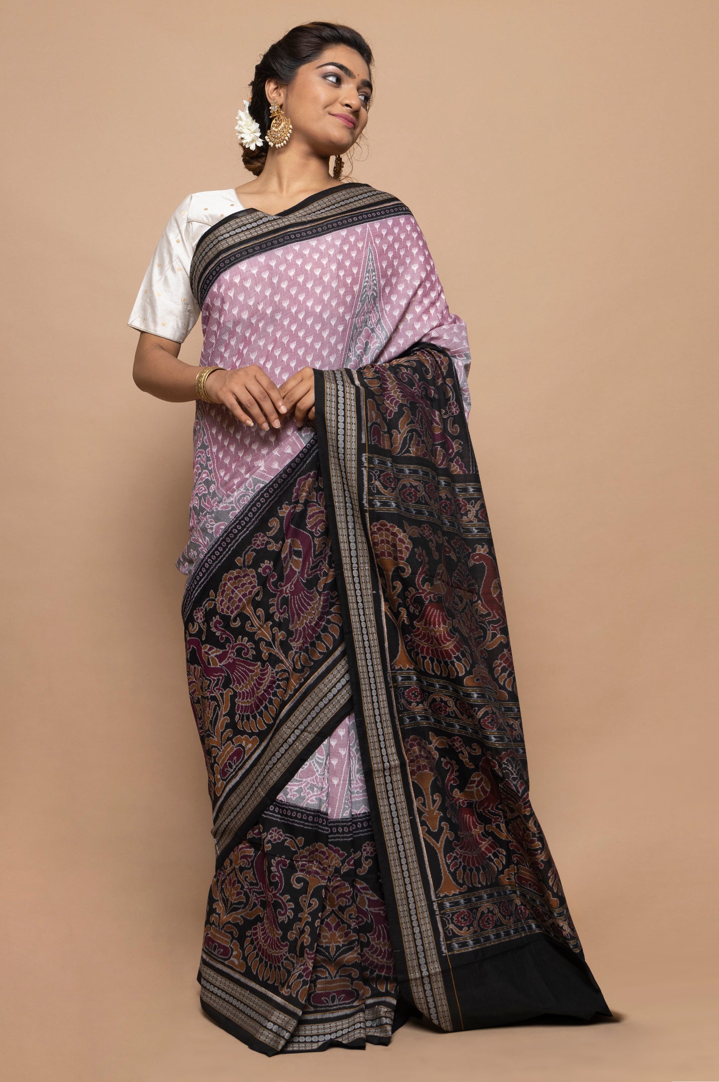 Sambalpuri Silk Ikat Lavender Saree