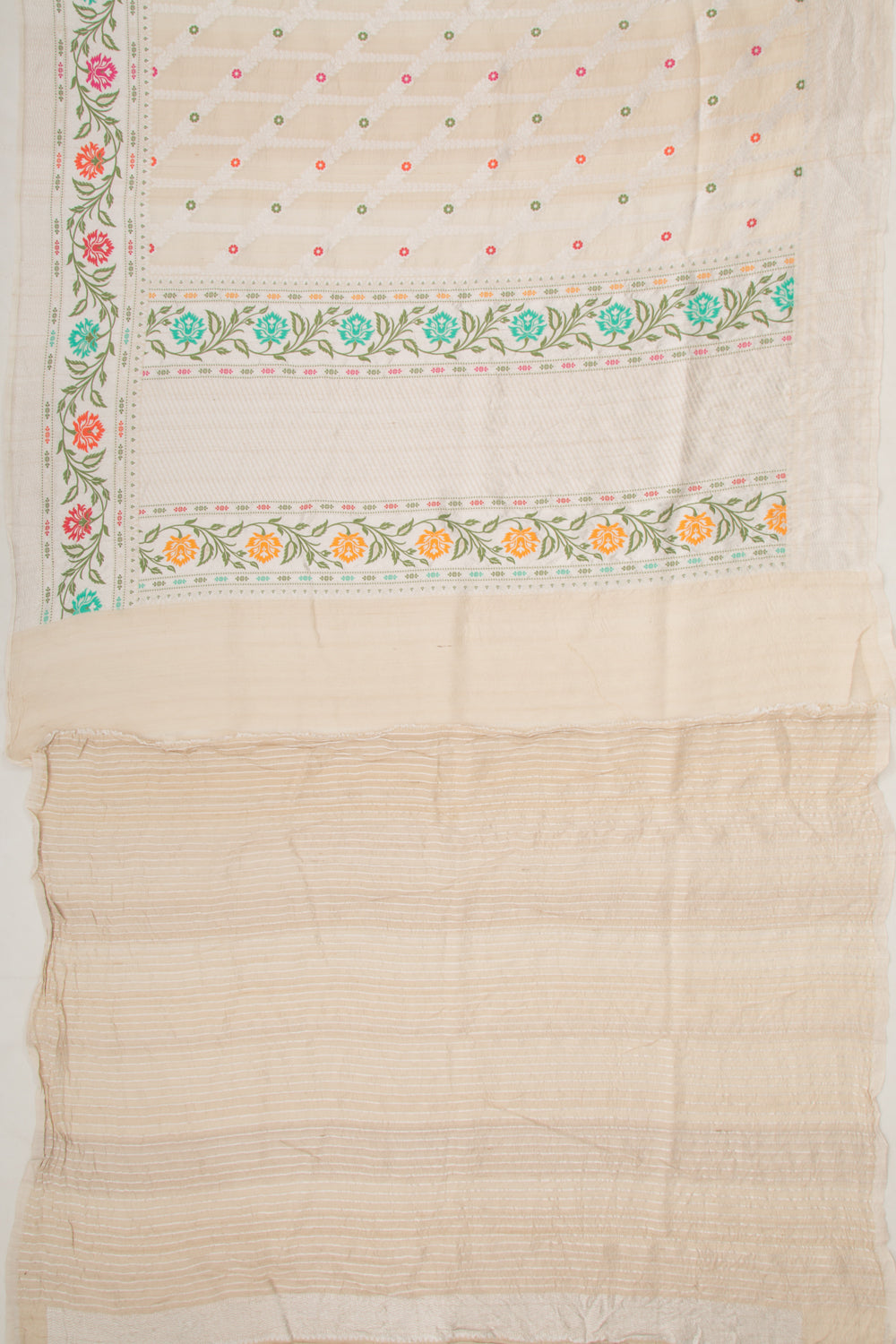 Banarasi Tussar Georgette Brocade Beige Saree