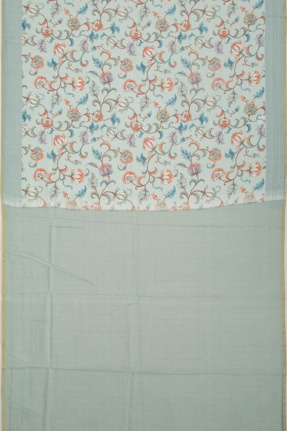 Chanderi Silk Floral Printed Sky Blue Saree
