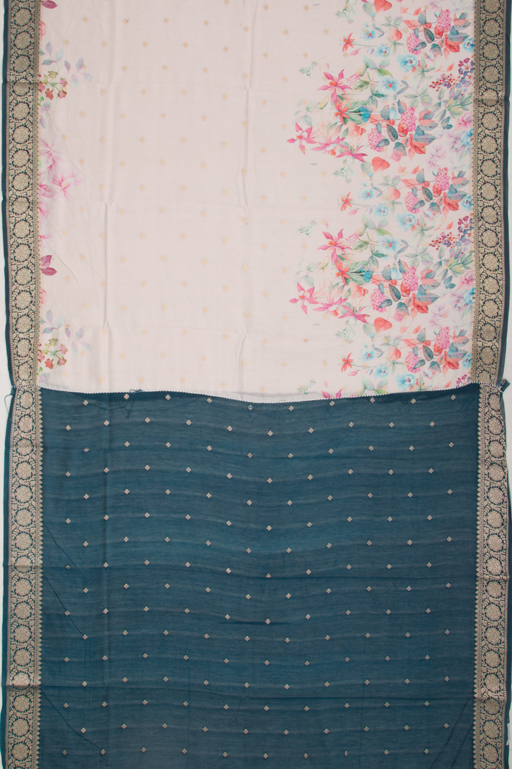 Chanderi Silk Butta And Floral Printed Baby Pink Saree