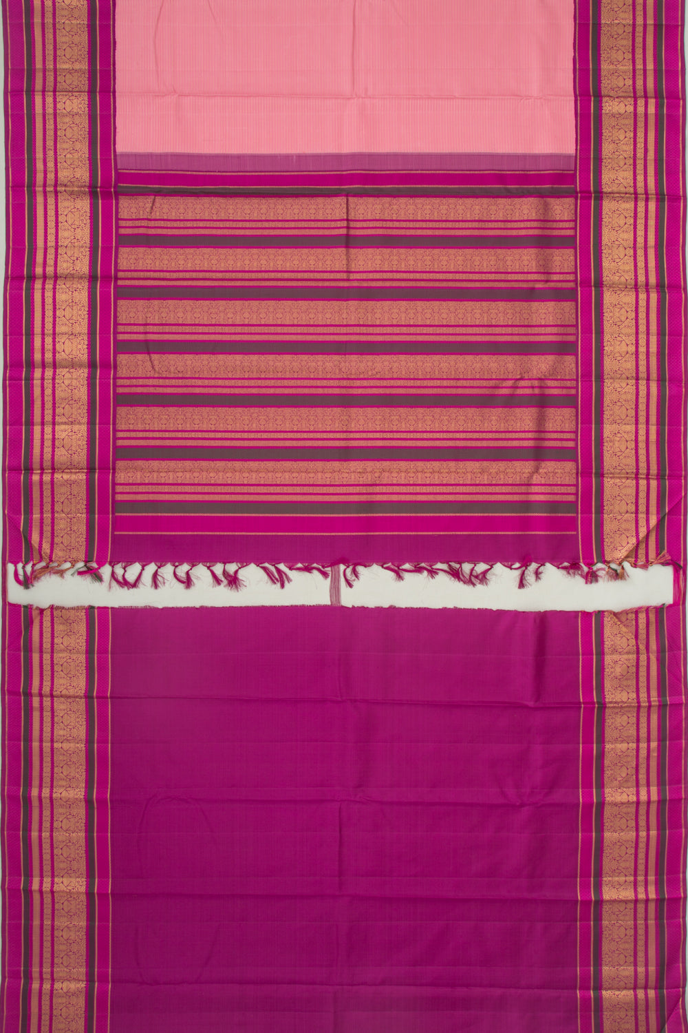 Kanchipuram Silk Horizontal Lines Baby Pink Saree