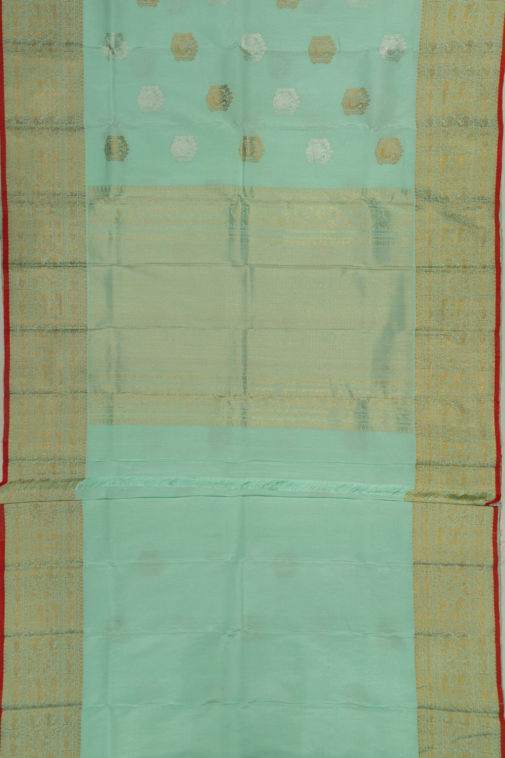 Kanchipuram Linen Butta Sea Green Saree