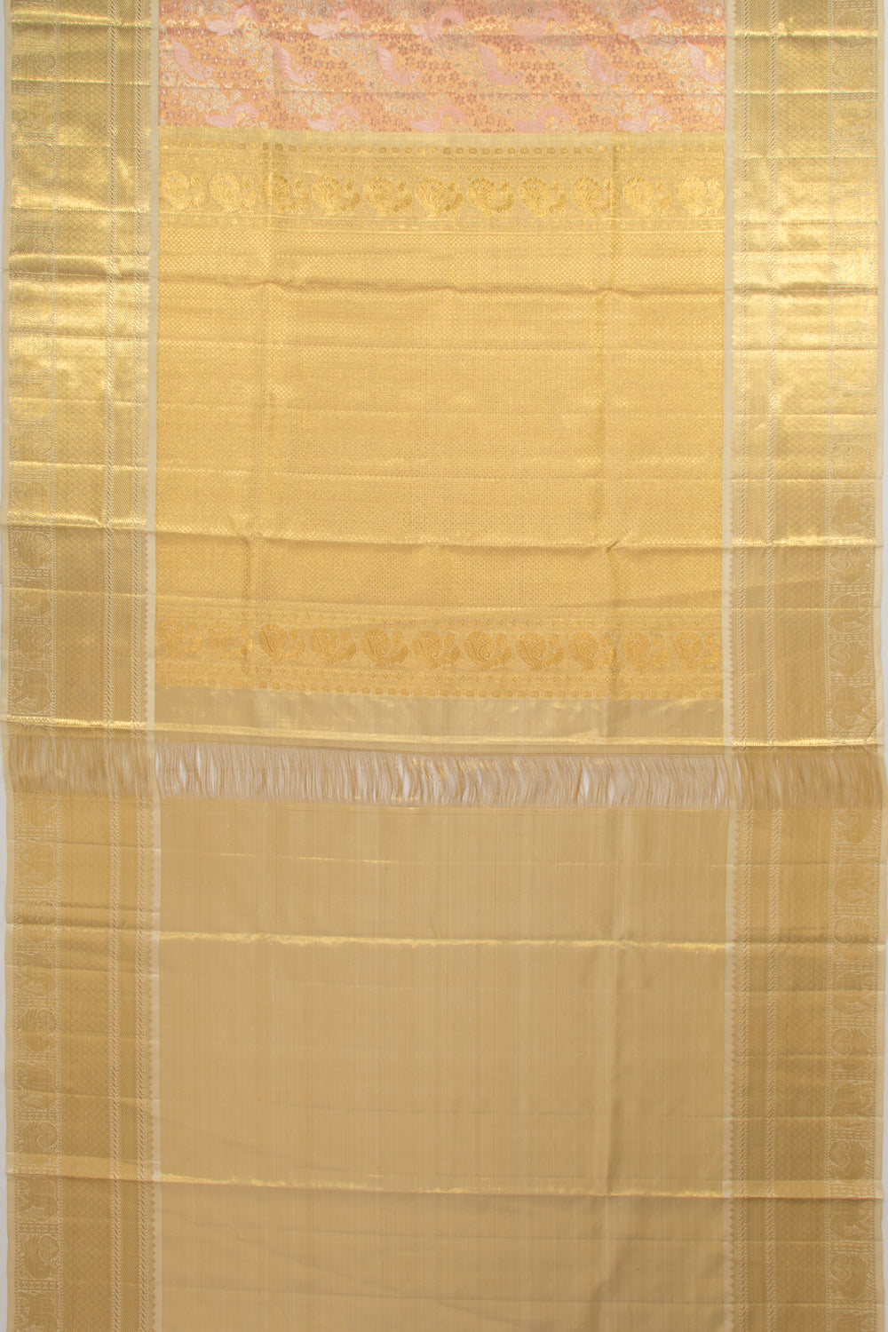 Kanchipuram Silk Tissue Brocade Pastel Orange Saree