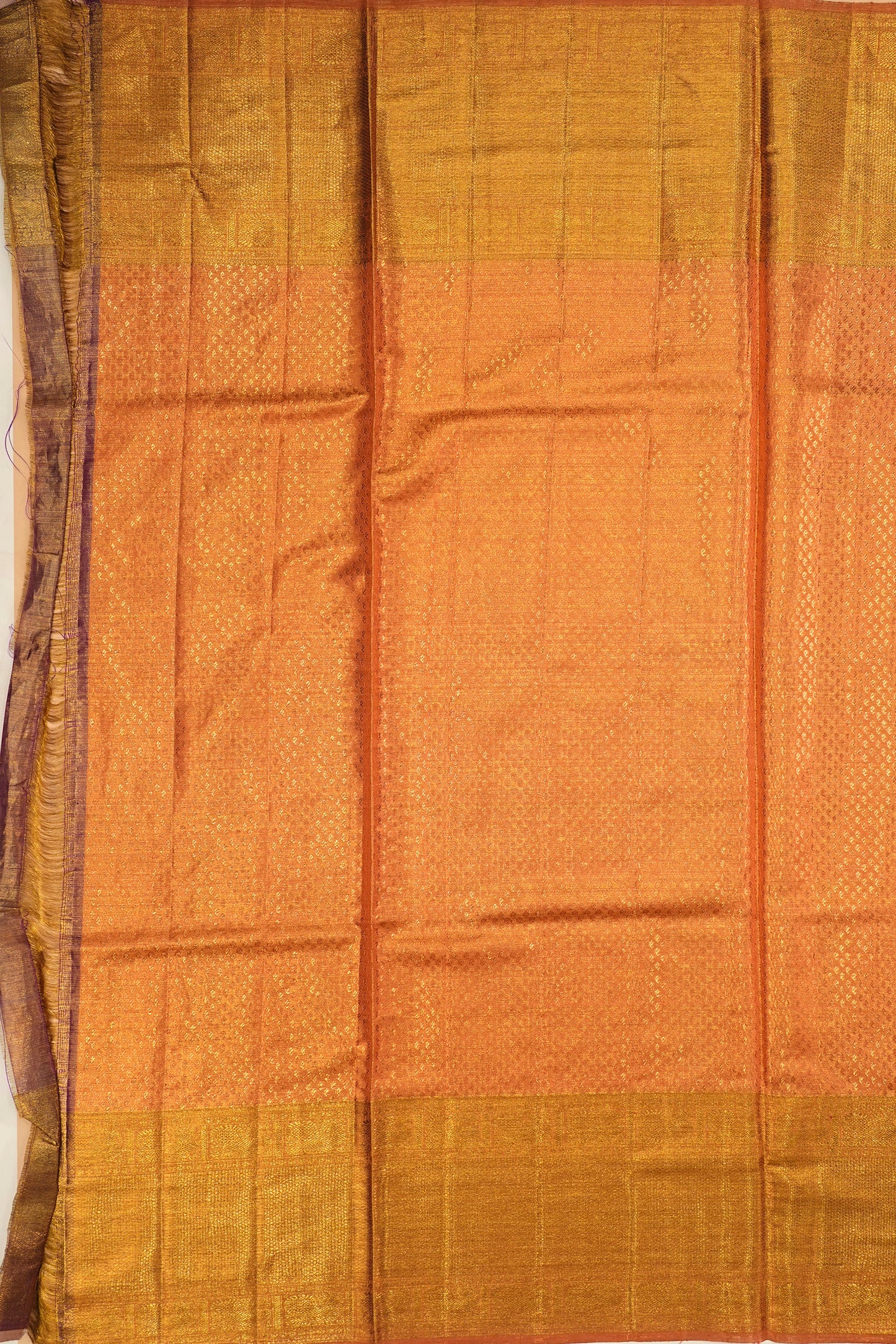 Kanchipuram Silk Tissue Brocade Orange Saree