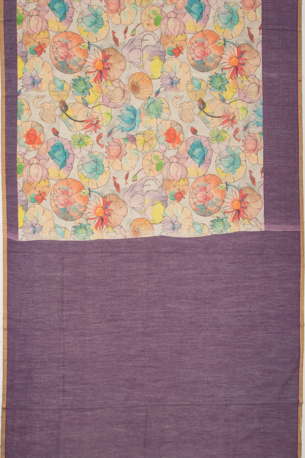 Chanderi Silk Floral Printed Grey Saree